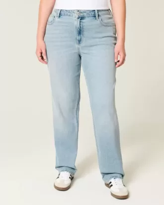 Gerade geschnittene Jeans mit hoher Taille und heller Waschung