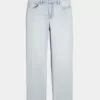 Gerade geschnittene Jeans mit hoher Taille und heller Waschung