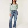 Gerade geschnittene Jeans mit hoher Taille und mittlerer Waschung