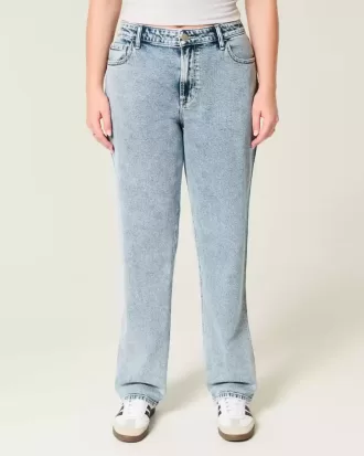 Gerade geschnittene Jeans mit hoher Taille und mittlerer Waschung