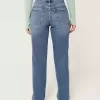 Gerade geschnittene Jeans mit hoher Taille und mittlerer Waschung