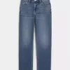 Gerade geschnittene Jeans mit hoher Taille und mittlerer Waschung