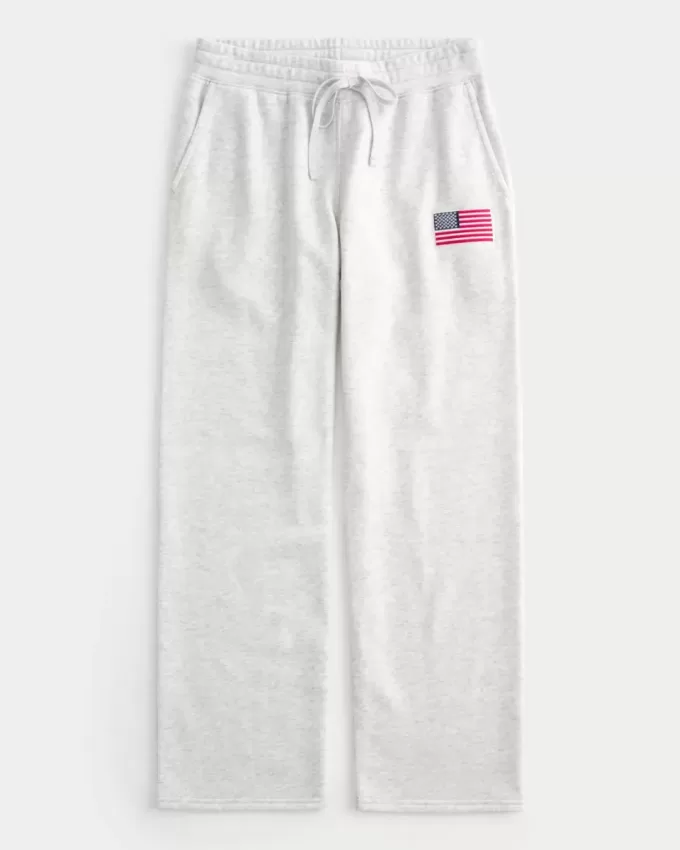 Gerade Jogginghose mit amerikanischer Flaggengrafik