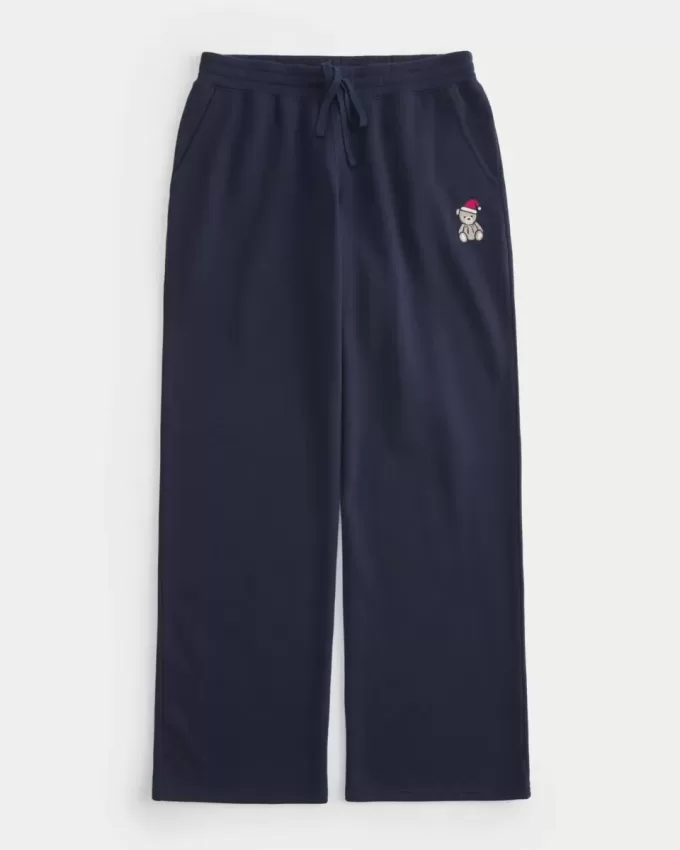 Gerade Jogginghose mit Teddybär-Grafik