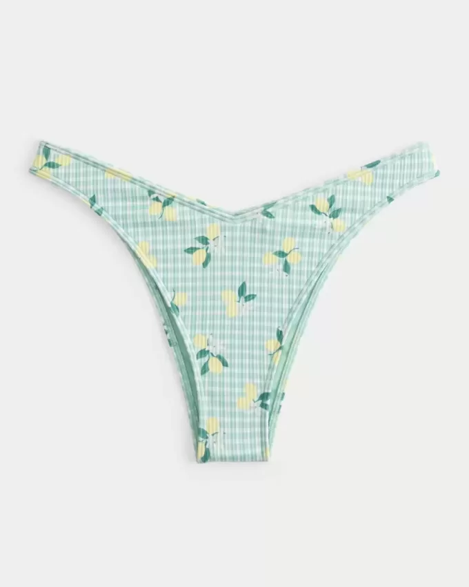 Gerippte Cheekiest-Bikinihose mit hohem Beinausschnitt Gerippte Cheekiest-Bikinihose mit hohem Beinausschnitt