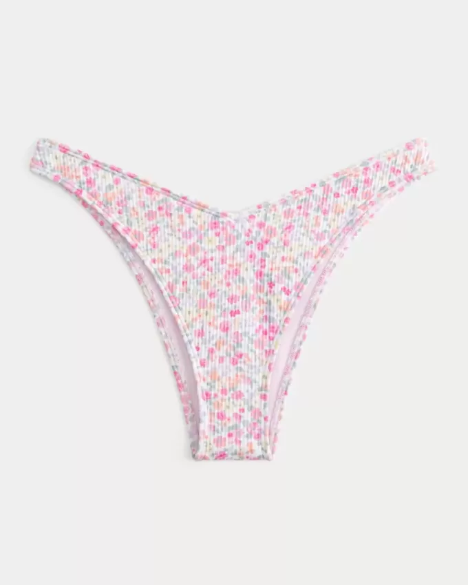 Gerippte Cheekiest-Bikinihose mit hohem Beinausschnitt Gerippte Cheekiest-Bikinihose mit hohem Beinausschnitt