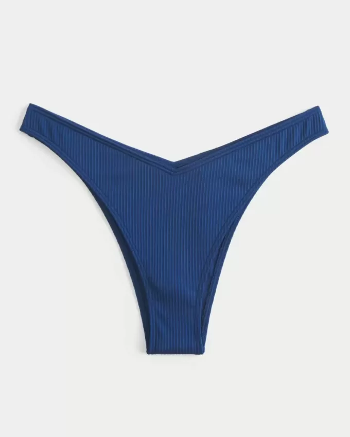 Gerippte Cheekiest-Bikinihose mit hohem Beinausschnitt