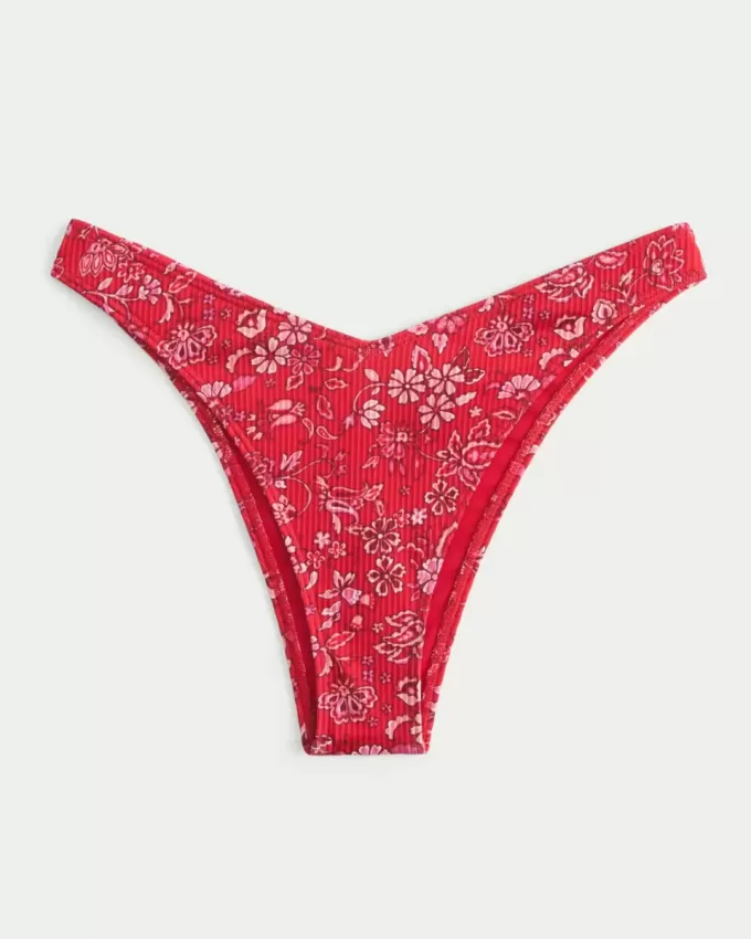 Gerippte Cheekiest-Bikinihose mit hohem Beinausschnitt Gerippte Cheekiest-Bikinihose mit hohem Beinausschnitt