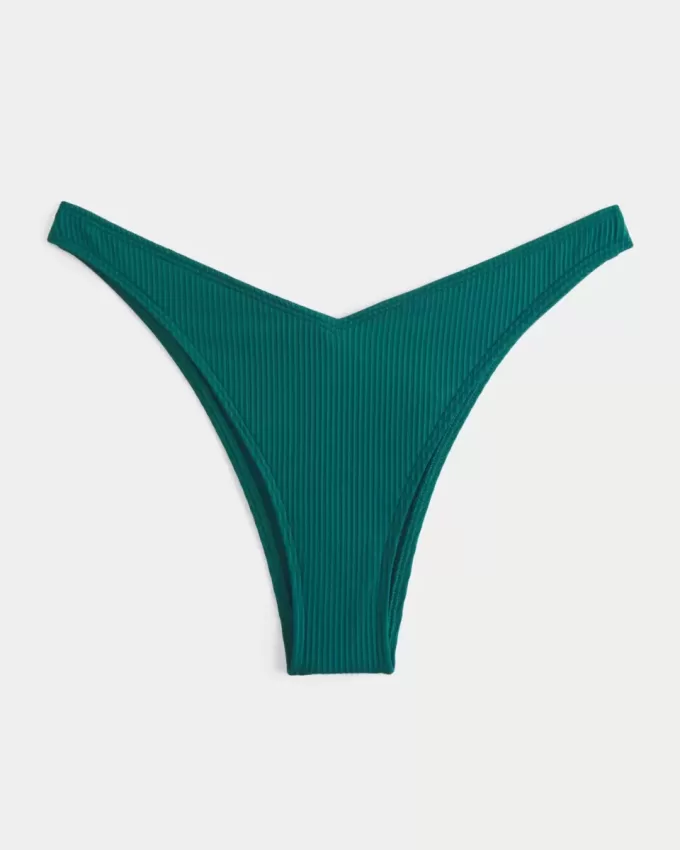 Gerippte Cheekiest-Bikinihose mit hohem Beinausschnitt Gerippte Cheekiest-Bikinihose mit hohem Beinausschnitt