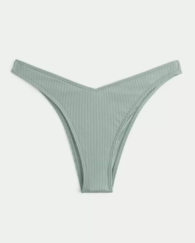 Gerippte Cheekiest-Bikinihose mit hohem Beinausschnitt Gerippte Cheekiest-Bikinihose mit hohem Beinausschnitt