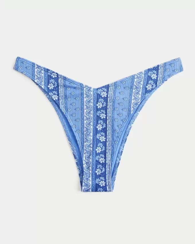Gerippte Cheekiest-Bikinihose mit hohem Beinausschnitt