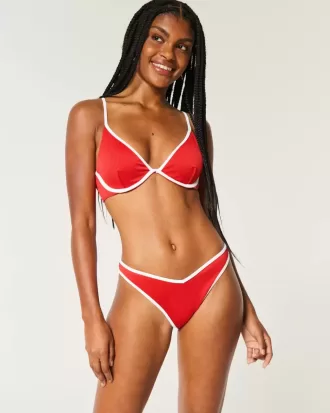 Gerippte Cheekiest-Bikinihose mit hohem Beinausschnitt und V-Taille