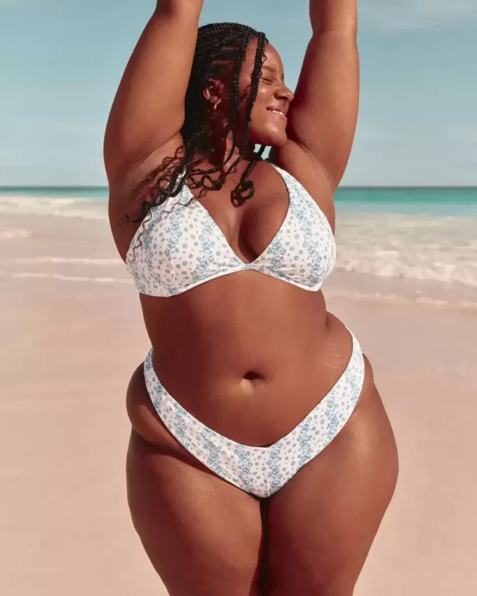 Gerippte Cheekiest-Bikinihose mit hohem Beinausschnitt und V-Taille