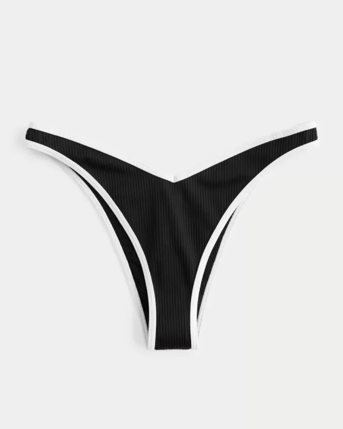 Gerippte Cheekiest-Bikinihose mit hohem Beinausschnitt und V-Taille Gerippte Cheekiest-Bikinihose mit hohem Beinausschnitt und V-Taille