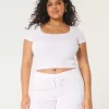 Geripptes Baby-T-Shirt mit eckigem Ausschnitt