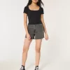 Geripptes Baby-T-Shirt mit eckigem Ausschnitt