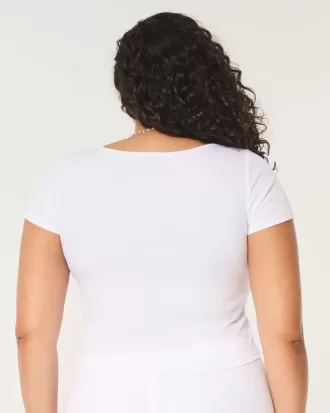 Geripptes Baby-T-Shirt mit eckigem Ausschnitt