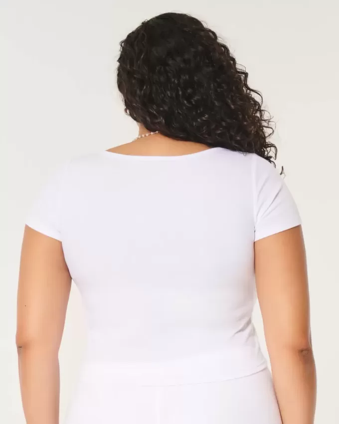 Geripptes Baby-T-Shirt mit eckigem Ausschnitt