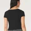 Geripptes Baby-T-Shirt mit eckigem Ausschnitt