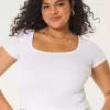 Geripptes Baby-T-Shirt mit eckigem Ausschnitt