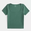 Geripptes Baby-T-Shirt mit eckigem Ausschnitt