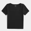 Geripptes Baby-T-Shirt mit eckigem Ausschnitt