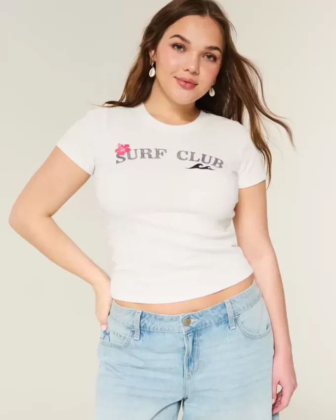 Geripptes Baby-T-Shirt mit Surf Club-Grafik Geripptes Baby-T-Shirt mit Surf Club-Grafik