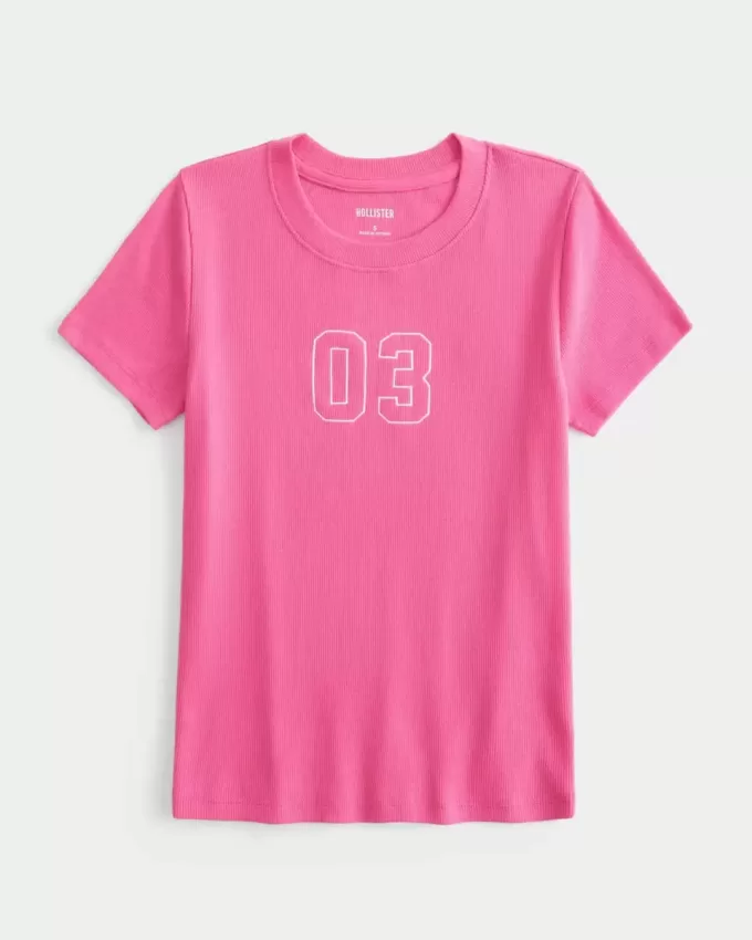 Geripptes Baby-T-Shirt mit Zahlengrafik Geripptes Baby-T-Shirt mit Zahlengrafik