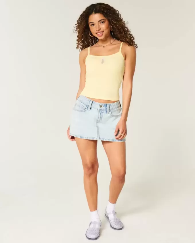 Geripptes Camisole mit Blumengrafik