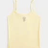 Geripptes Camisole mit Blumengrafik