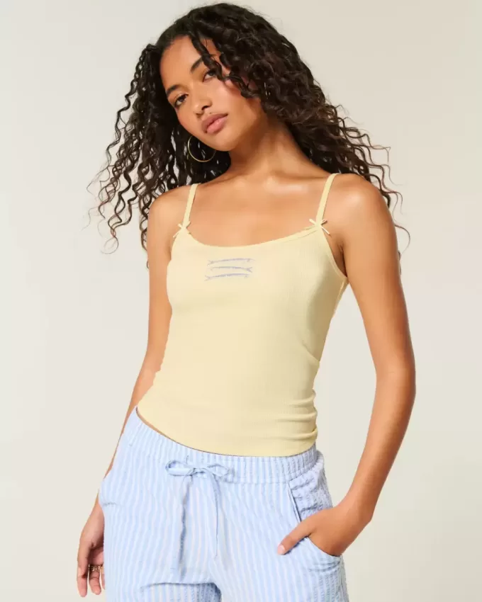 Geripptes Camisole mit Fisch-Grafik
