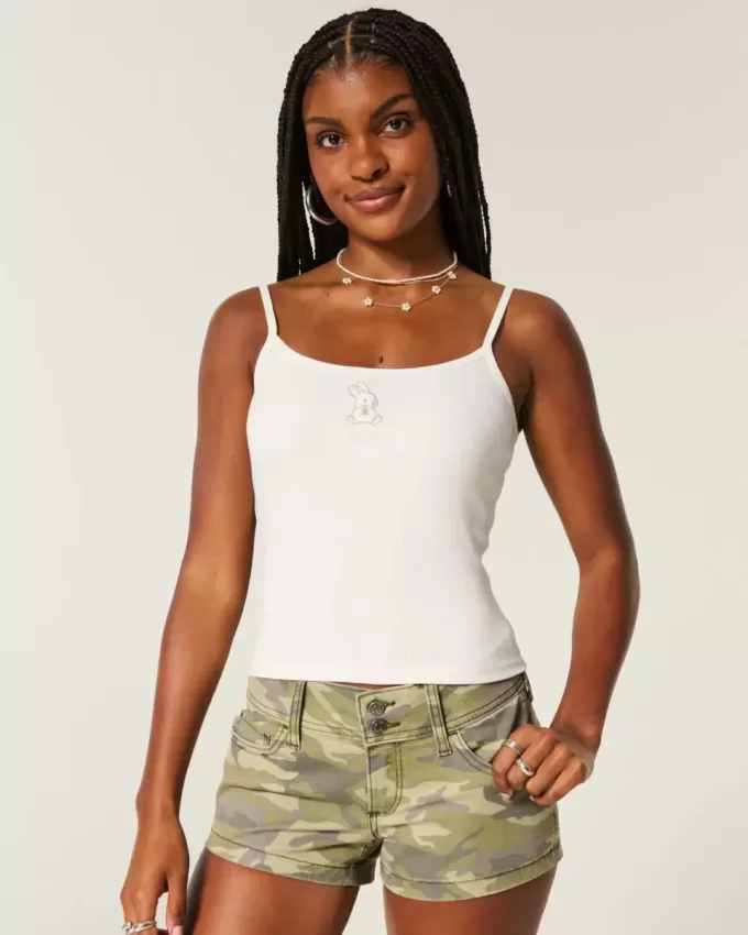 Geripptes Camisole mit Kaninchen-Grafik