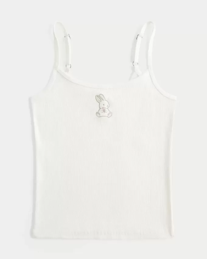 Geripptes Camisole mit Kaninchen-Grafik