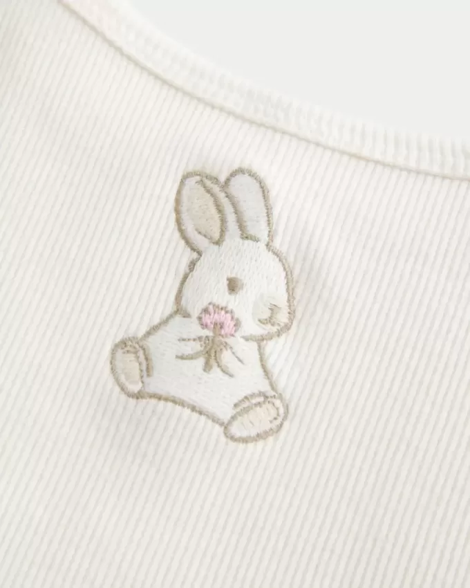 Geripptes Camisole mit Kaninchen-Grafik