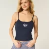 Geripptes Camisole mit Schwanengrafik