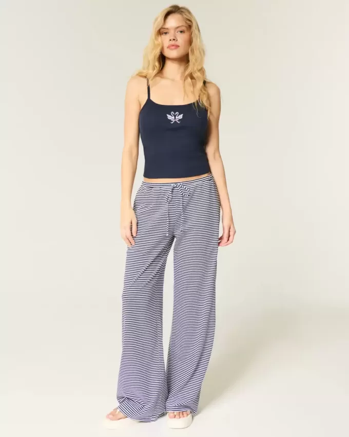 Geripptes Camisole mit Schwanengrafik