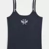 Geripptes Camisole mit Schwanengrafik
