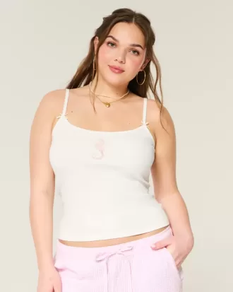 Geripptes Camisole mit Seepferdchen-Grafik