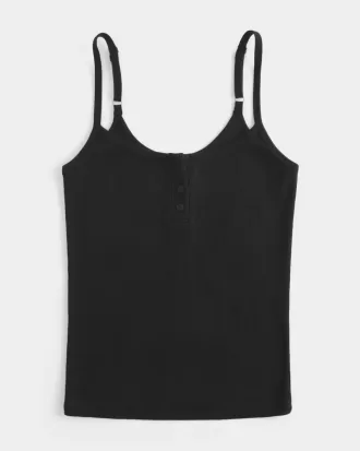 Geripptes Henley-Camisole mit Kerbe