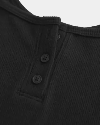 Geripptes Henley-Camisole mit Kerbe