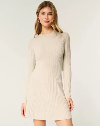 Geripptes Skater-Mini-Sweatkleid