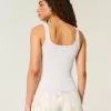 Geripptes Tanktop mit durchgehender Knopfleiste und quadratischem Ausschnitt