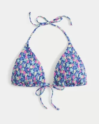 Gerüschtes Neckholder-Triangel-Bikinioberteil