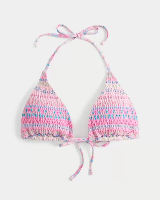 Gerüschtes Neckholder-Triangel-Bikinioberteil