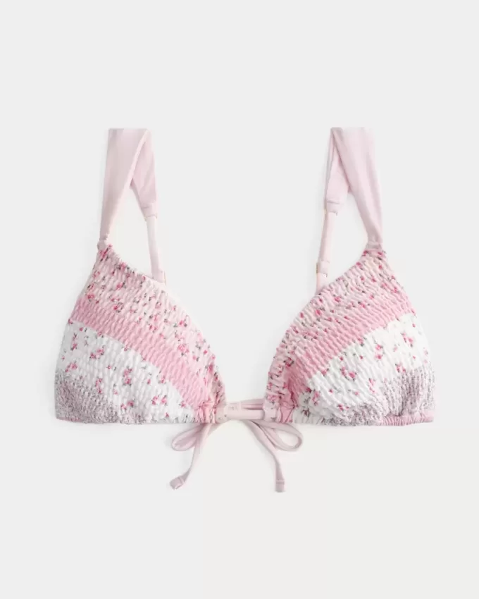 Gerüschtes, schulterfreies Triangel-Bikinioberteil