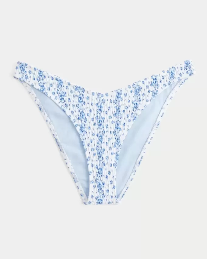 Gesmoktes Cheeky-Bikinihöschen mit hohem Beinausschnitt Gesmoktes Cheeky-Bikinihöschen mit hohem Beinausschnitt