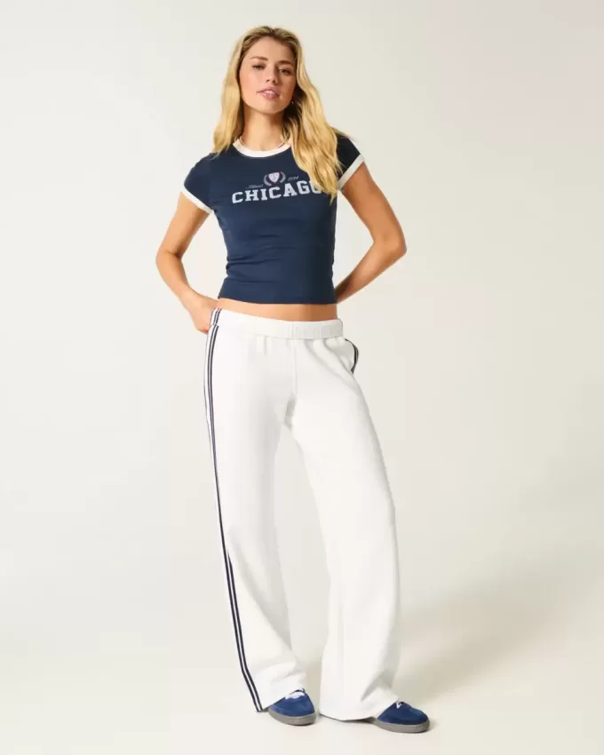 Gestreifte Jogginghose mit weitem Bein Gestreifte Jogginghose mit weitem Bein