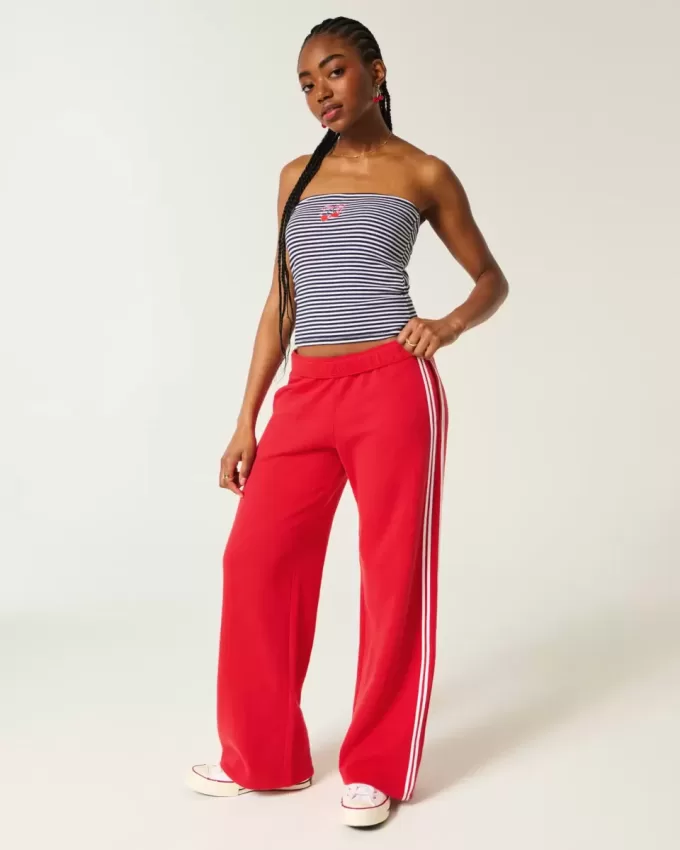 Gestreifte Jogginghose mit weitem Bein