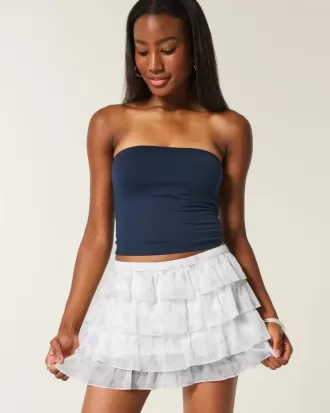 Gestufter Mini-Skort aus Chiffon
