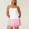 Gestufter Mini-Skort aus Chiffon